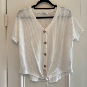 White waffle knit small top.